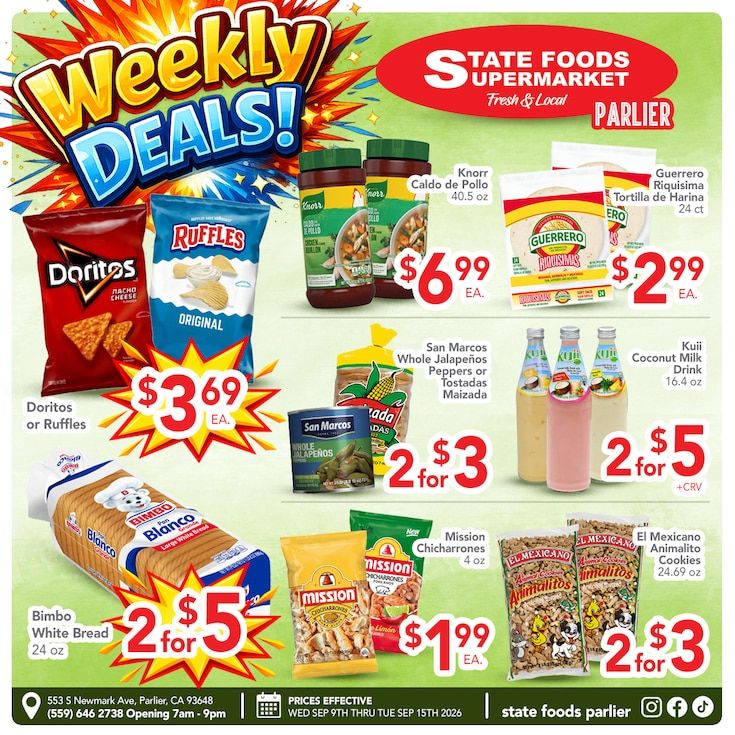 State Foods Supermarket (Parlier, CA) Weekly Ad September 9 - 15, 2026