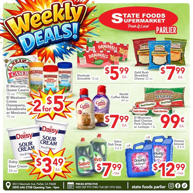 State Foods Supermarket (Parlier, CA) Weekly Ad September 9 - 15, 2026