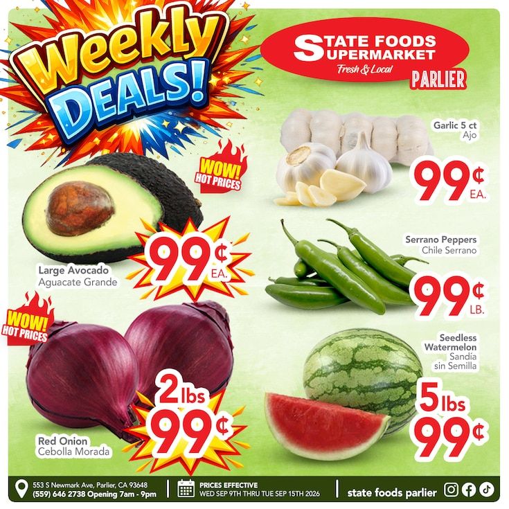State Foods Supermarket (Parlier, CA) Weekly Ad September 9 - 15, 2026
