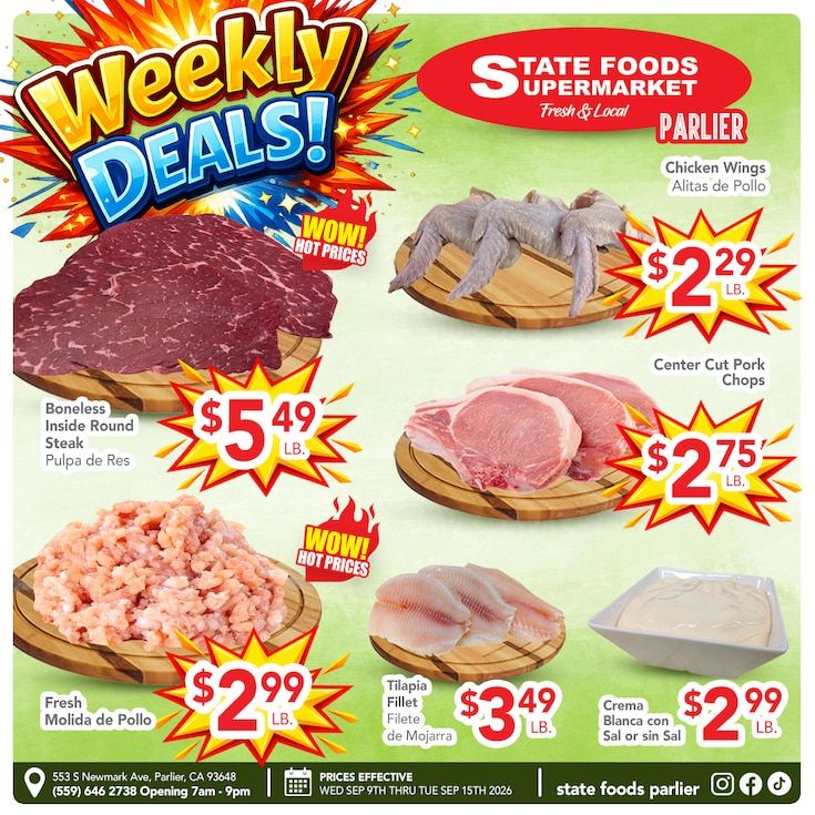 State Foods Supermarket (Parlier, CA) Weekly Ad September 9 - 15, 2026