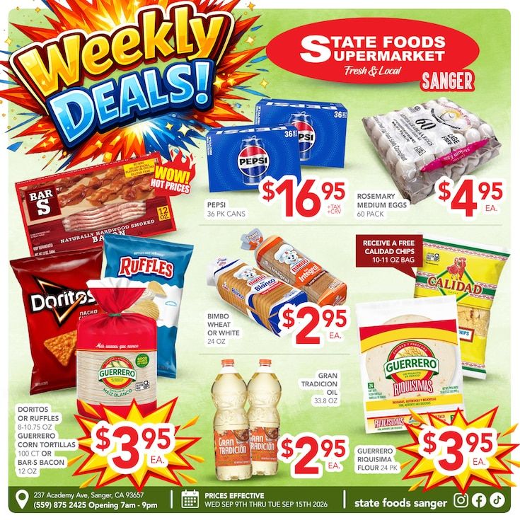 State Foods Supermarket (Sanger, CA) Weekly Ad September 9 - 15, 2026