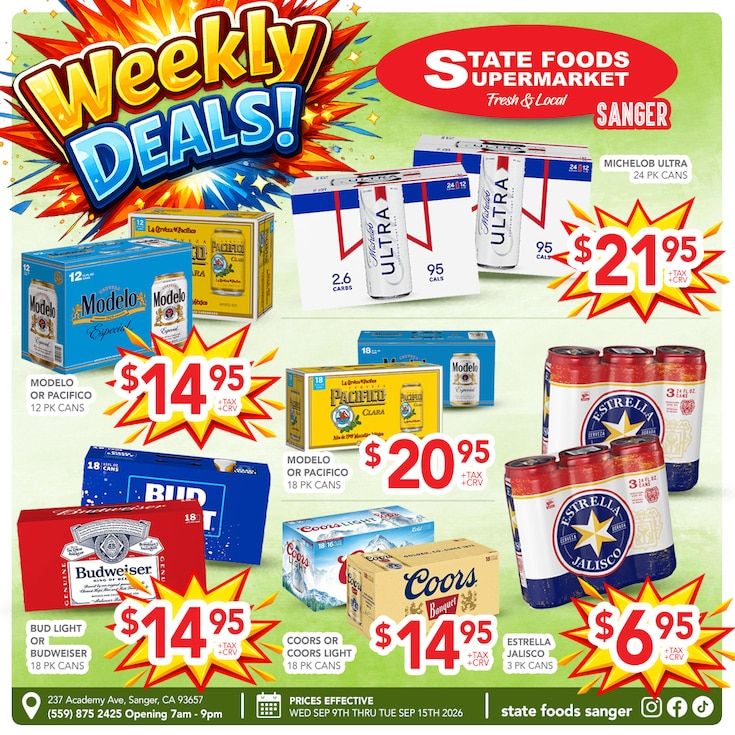 State Foods Supermarket (Sanger, CA) Weekly Ad September 9 - 15, 2026