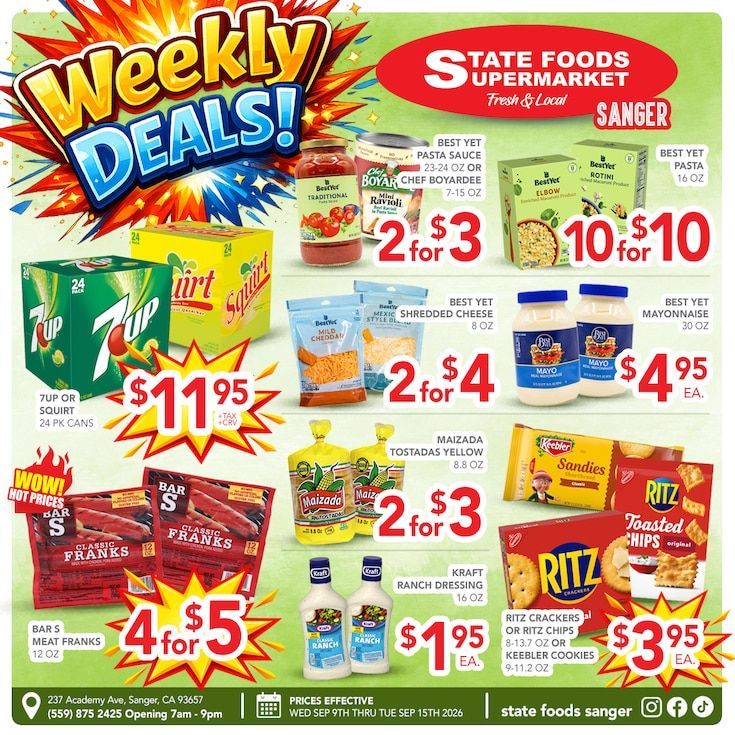 State Foods Supermarket (Sanger, CA) Weekly Ad September 9 - 15, 2026