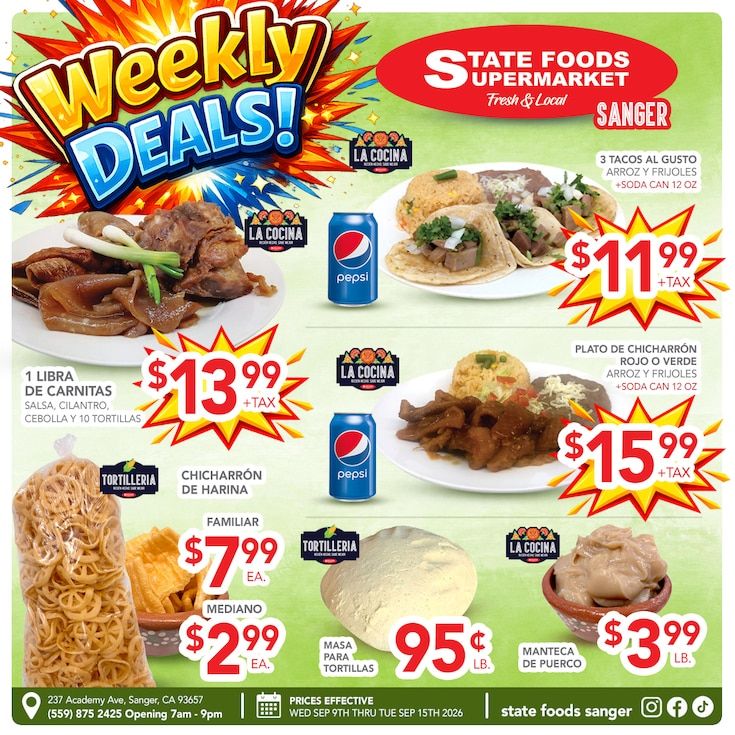State Foods Supermarket (Sanger, CA) Weekly Ad September 9 - 15, 2026