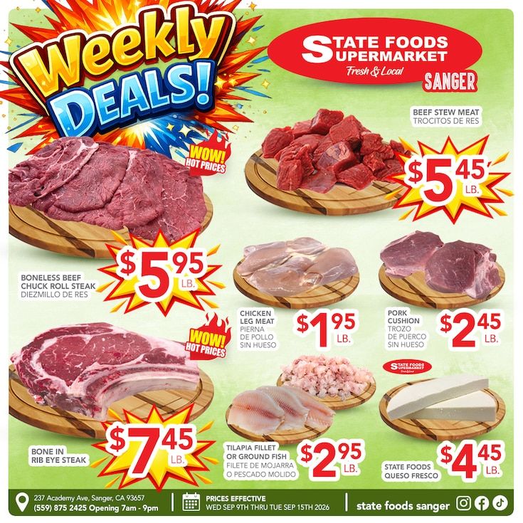 State Foods Supermarket (Sanger, CA) Weekly Ad September 9 - 15, 2026
