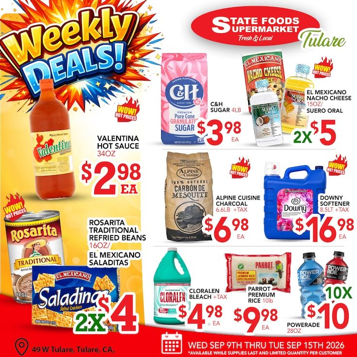 State Foods Supermarket (Tulare, CA) Weekly Ad September 9 - 15, 2026