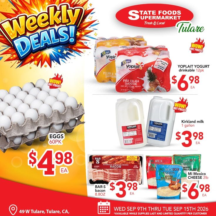 State Foods Supermarket (Tulare, CA) Weekly Ad September 9 - 15, 2026