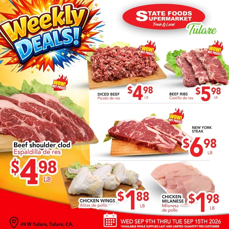 State Foods Supermarket (Tulare, CA) Weekly Ad September 9 - 15, 2026