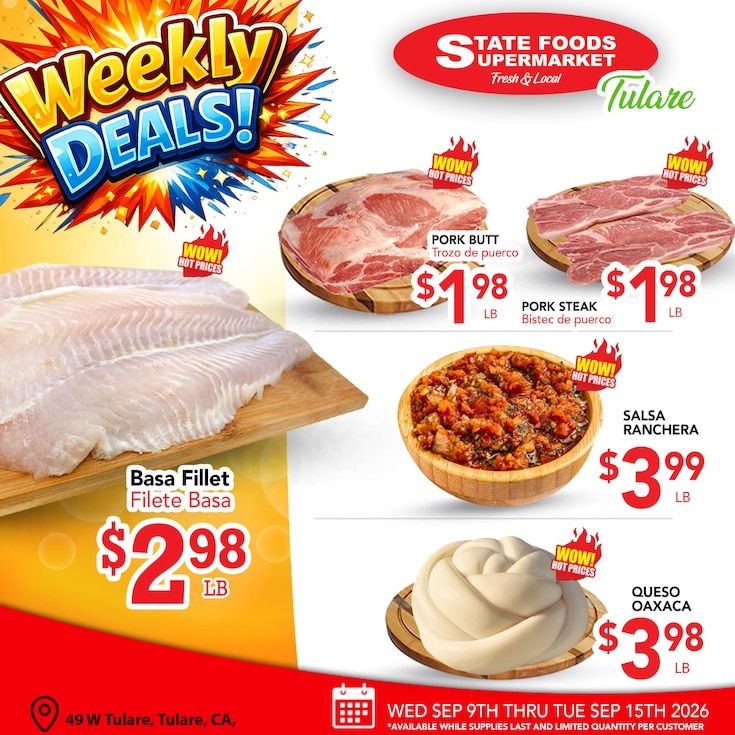 State Foods Supermarket (Tulare, CA) Weekly Ad September 9 - 15, 2026