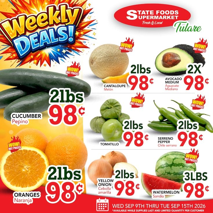 State Foods Supermarket (Tulare, CA) Weekly Ad September 9 - 15, 2026