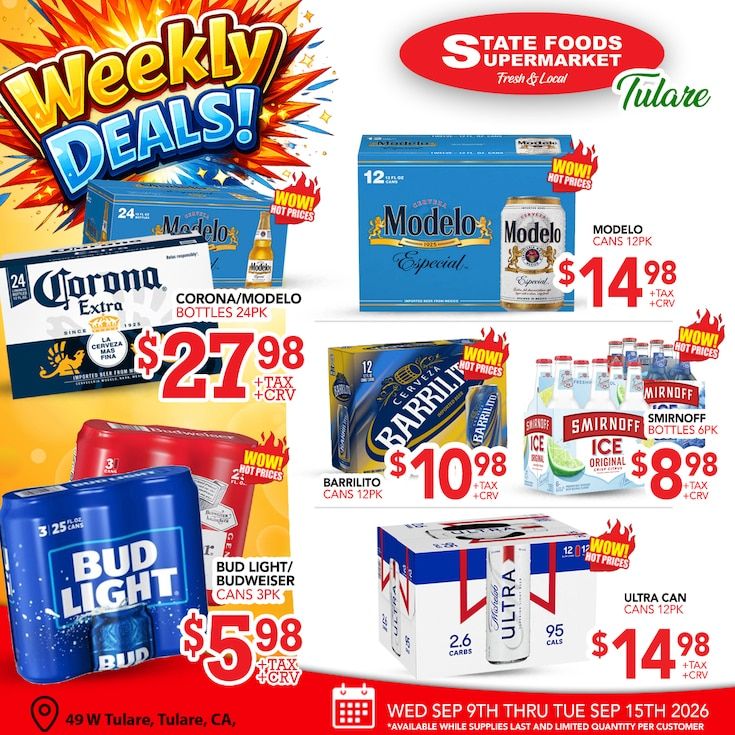 State Foods Supermarket (Tulare, CA) Weekly Ad September 9 - 15, 2026