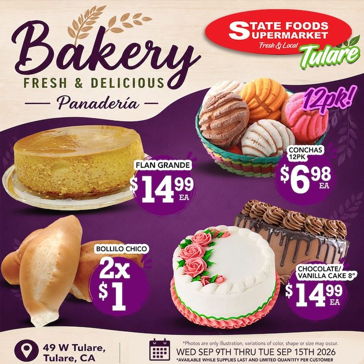 State Foods Supermarket (Tulare, CA) Weekly Ad September 9 - 15, 2026