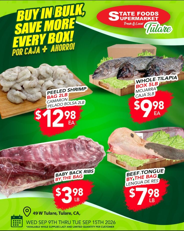 State Foods Supermarket (Tulare, CA) Weekly Ad September 9 - 15, 2026