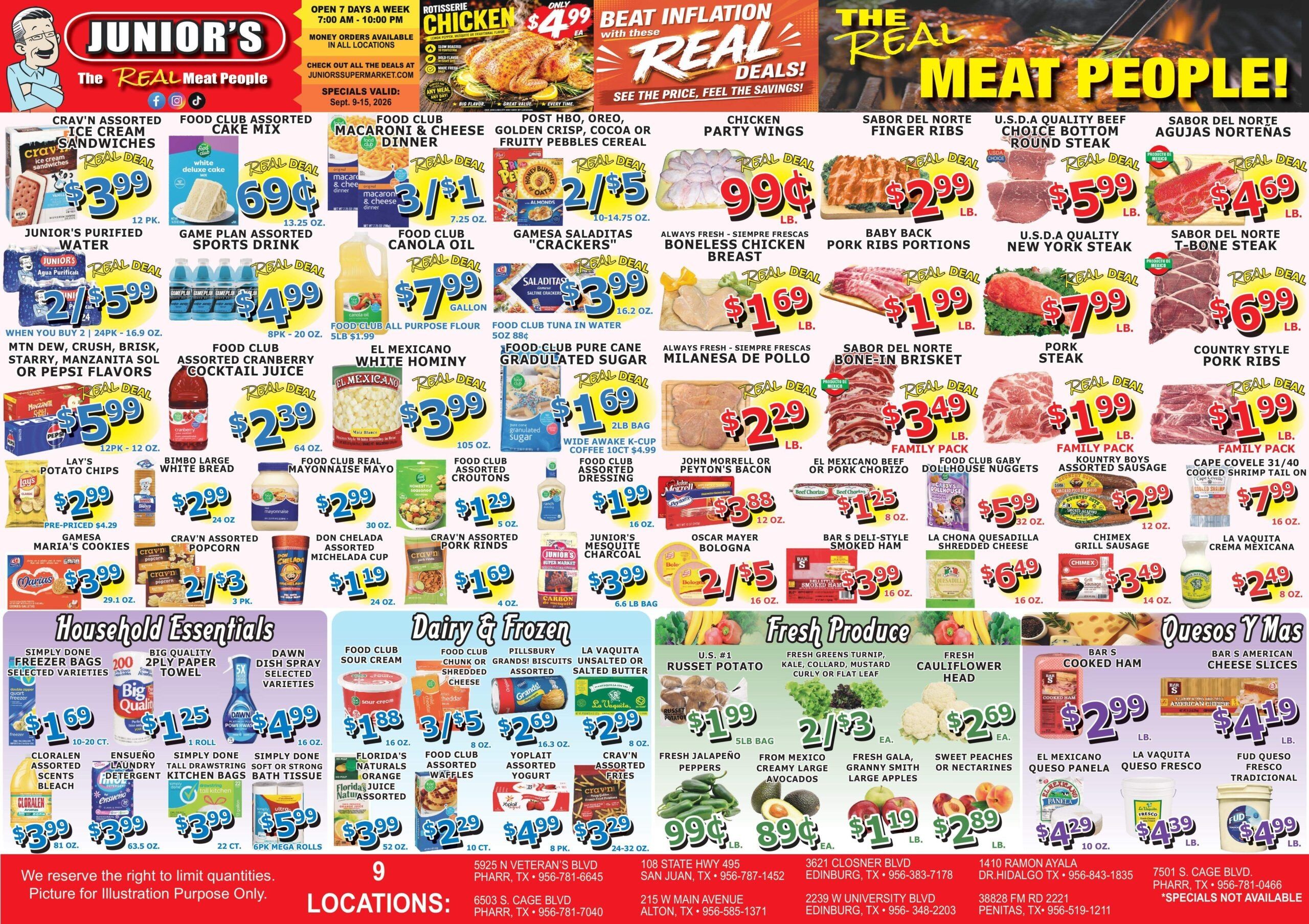 Junior's Supermarket Weekly Ad September 9 - 15, 2026