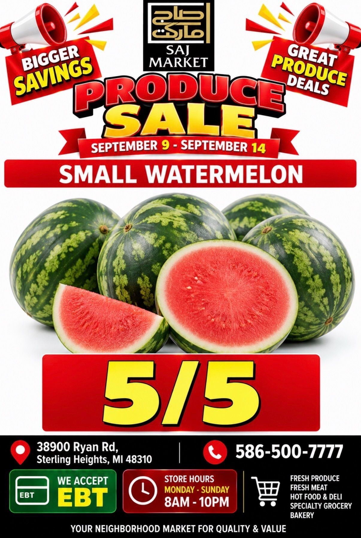 Saj Market Weekly Ad September 9 - 15, 2026