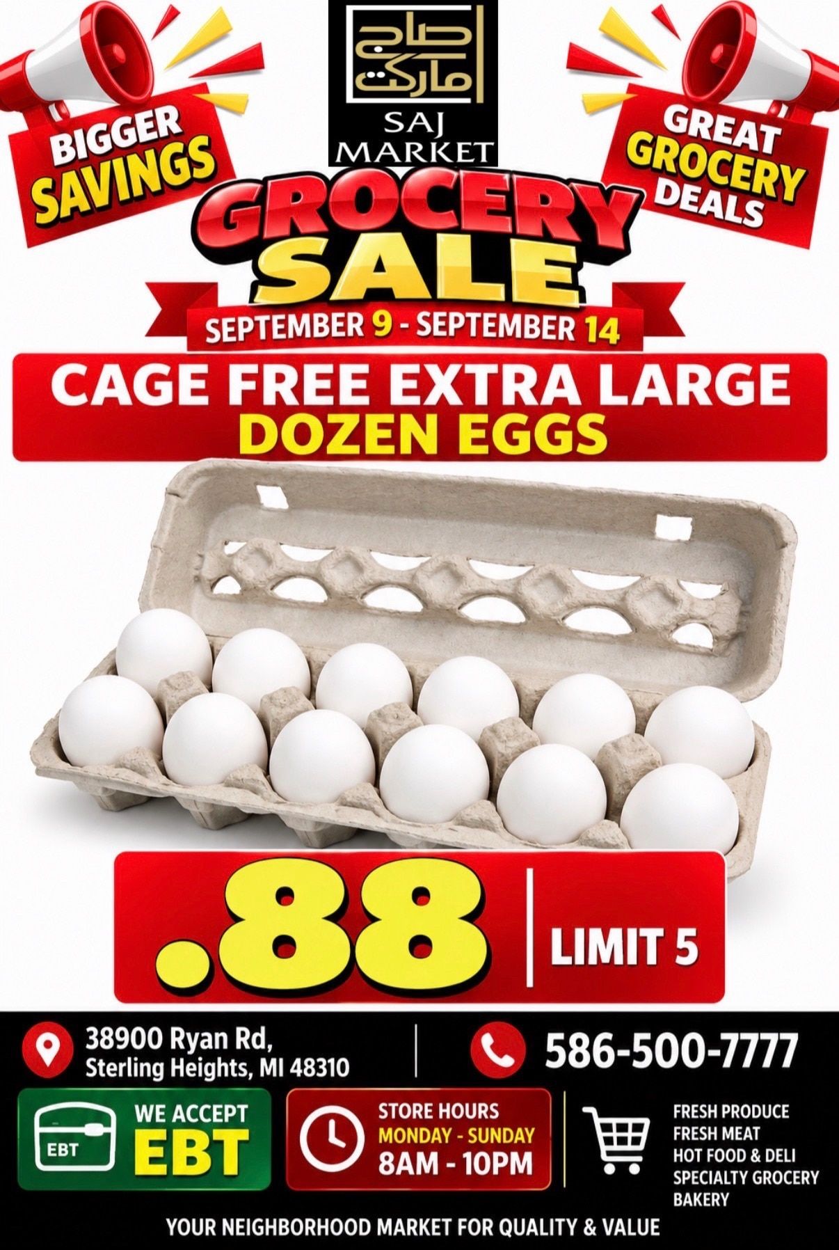 Saj Market Weekly Ad September 9 - 15, 2026