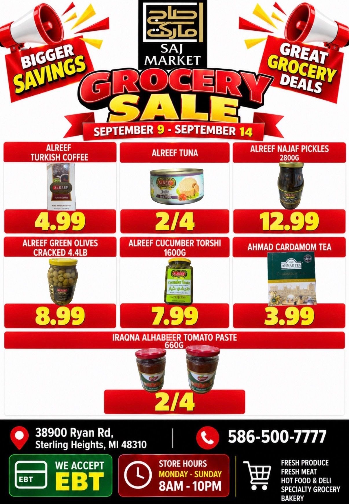 Saj Market Weekly Ad September 9 - 15, 2026