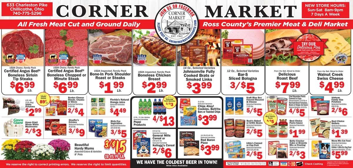 Corner Market Ross County Weekly Ad September 9 - 15, 2026