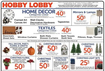 Hobby Lobby Weekly Ad September 13 - 19, 2026