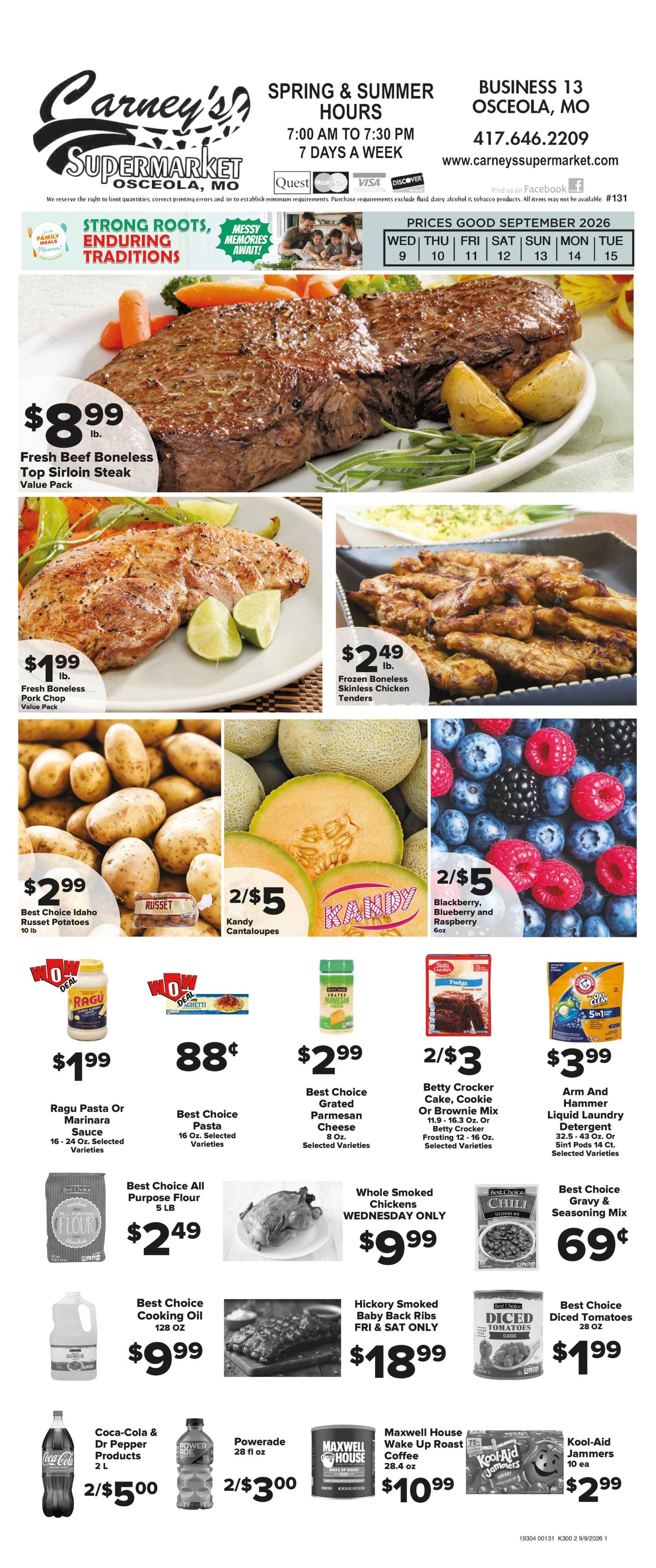 Carney's Supermarket carneyfivestar@yahoo.com Weekly Ad September 9 - 15, 2026