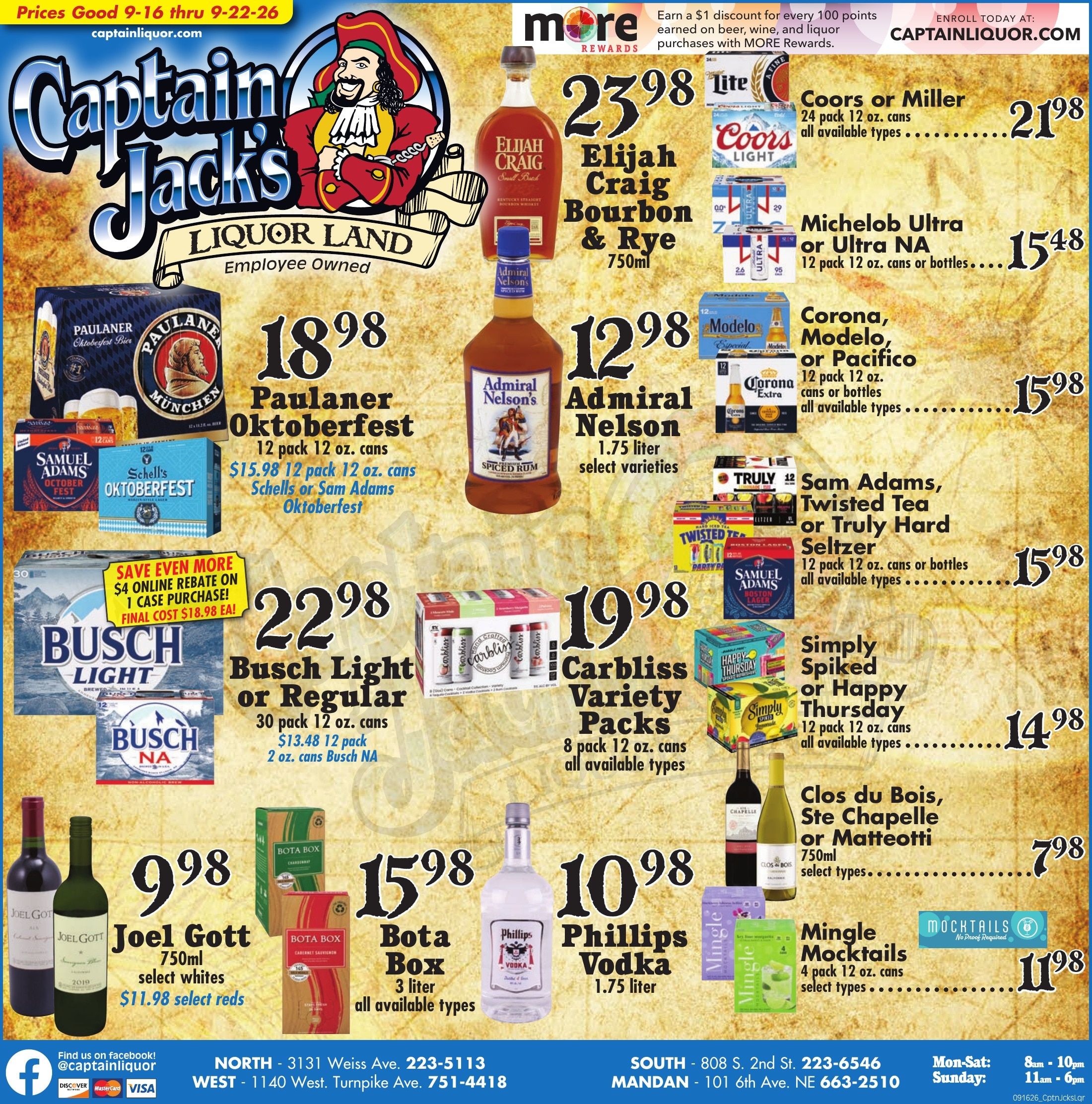 Captain Jack's Liquor Land Weekly Ad September 16 - 22, 2026