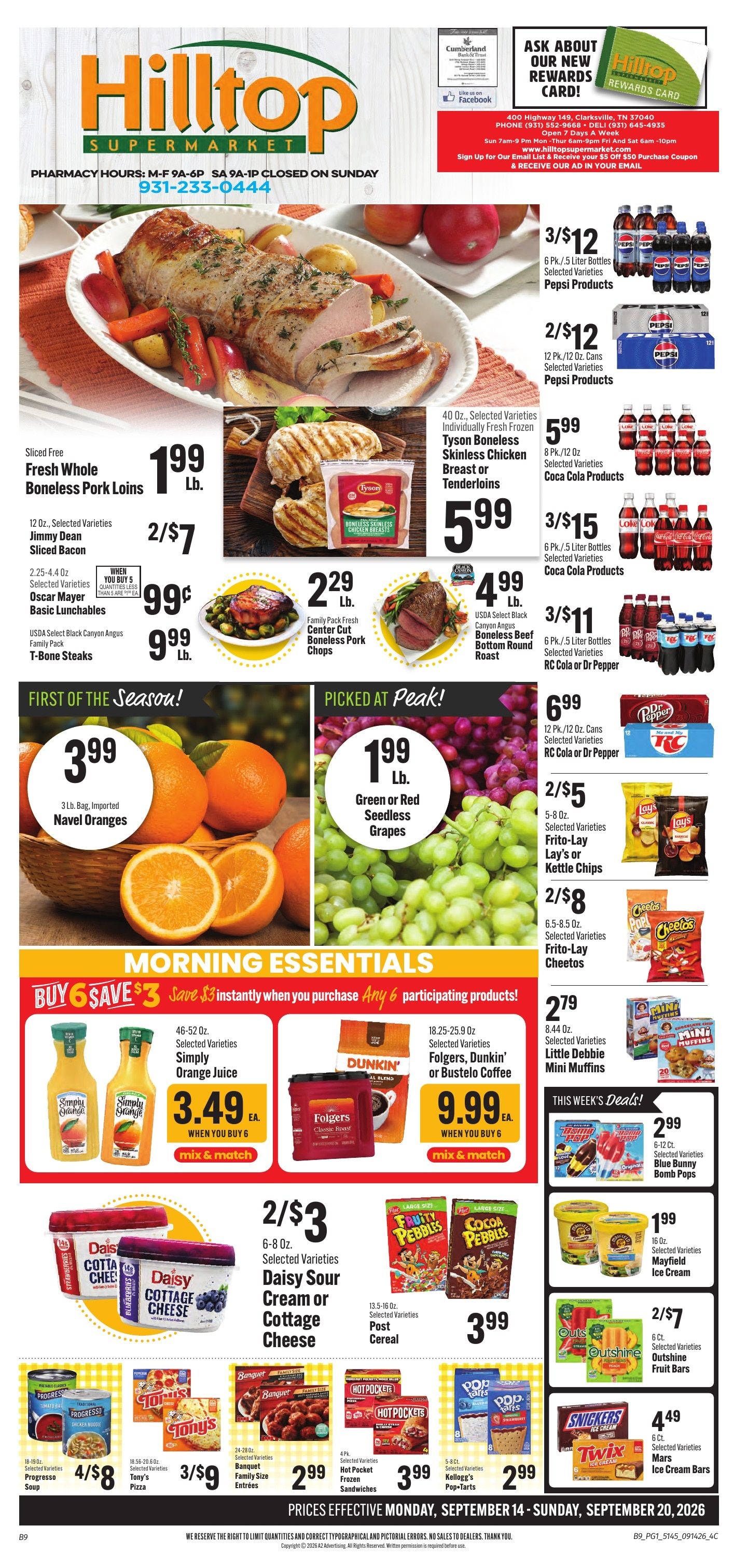 Hilltop Supermarket Weekly Ad September 14 - 20, 2026