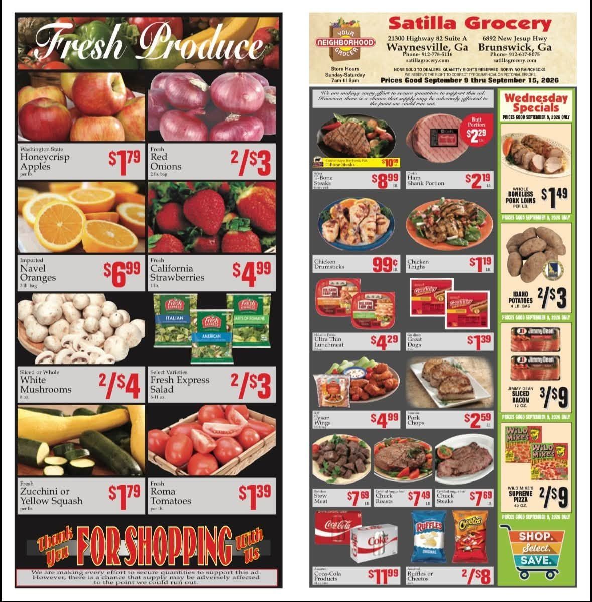Satilla Grocery Weekly Ad September 9 - 15, 2026