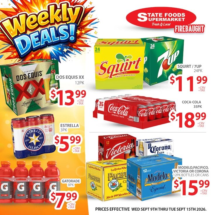 State Foods Supermarket (Firebaugh, CA) Weekly Ad September 9 - 15, 2026