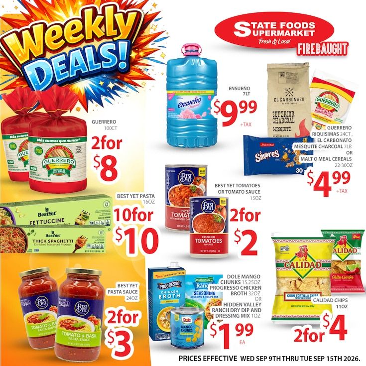 State Foods Supermarket (Firebaugh, CA) Weekly Ad September 9 - 15, 2026