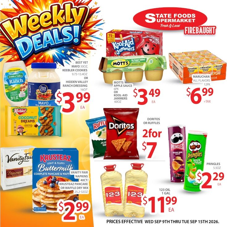 State Foods Supermarket (Firebaugh, CA) Weekly Ad September 9 - 15, 2026