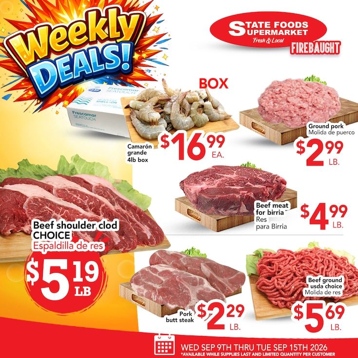 State Foods Supermarket (Firebaugh, CA) Weekly Ad September 9 - 15, 2026