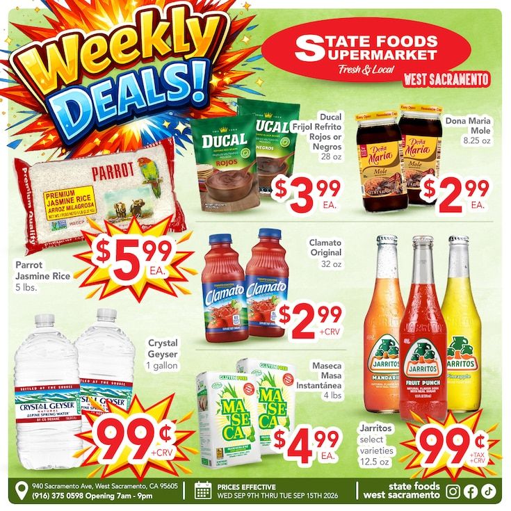 State Foods Supermarket (West Sacramento, CA) Weekly Ad September 9 - 15, 2026
