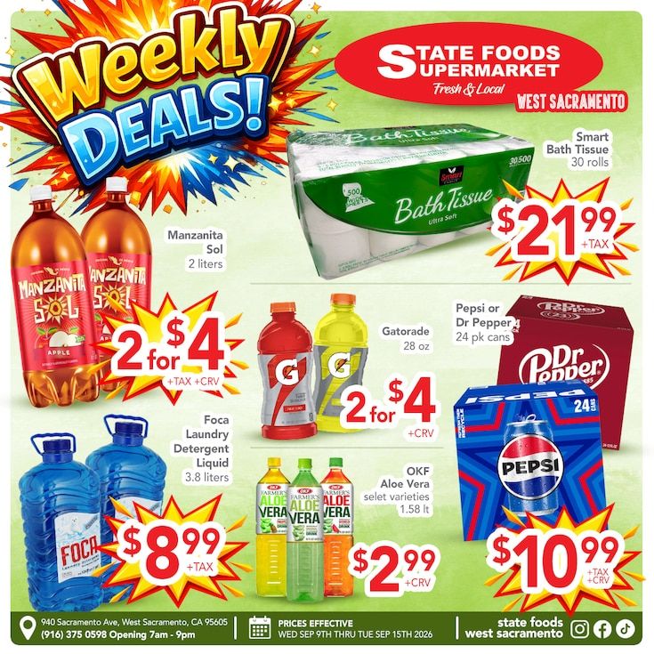 State Foods Supermarket (West Sacramento, CA) Weekly Ad September 9 - 15, 2026