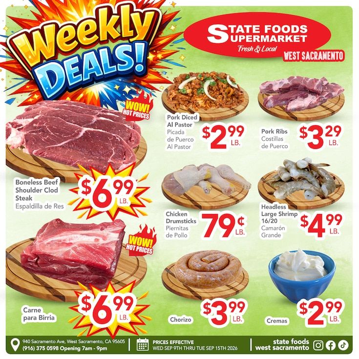 State Foods Supermarket (West Sacramento, CA) Weekly Ad September 9 - 15, 2026