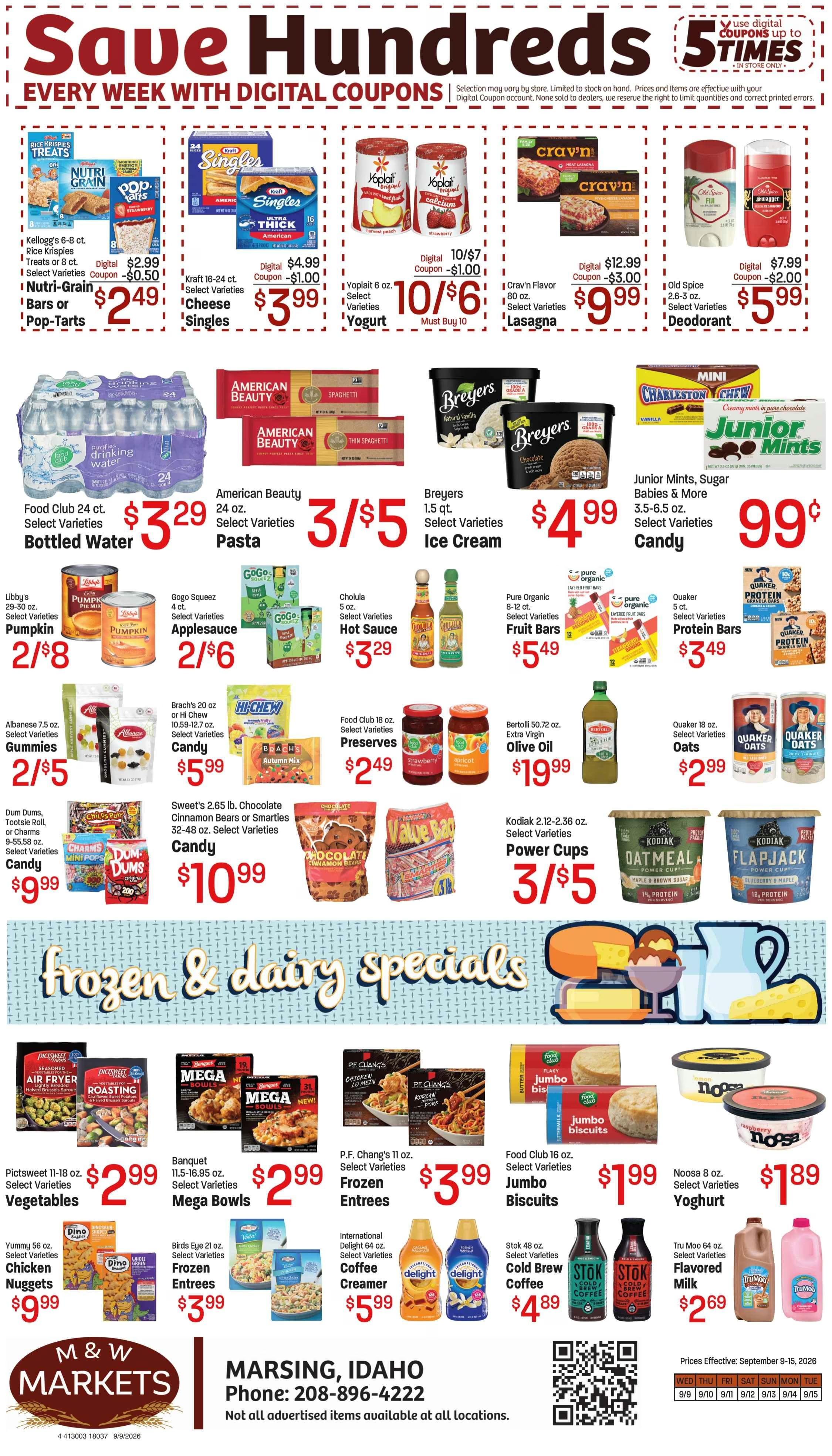 M&W Markets (Marsing, ID) Weekly Ad September 9 - 16, 2026