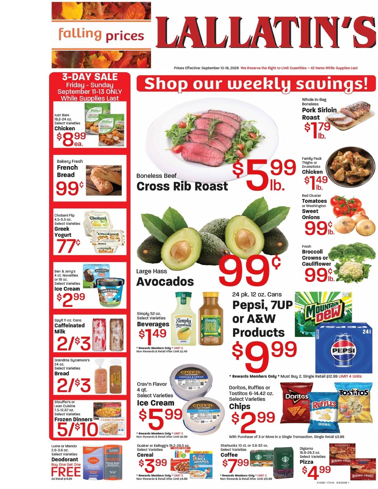 Lallatin Food Town Weekly Ad September 10 - 16, 2026