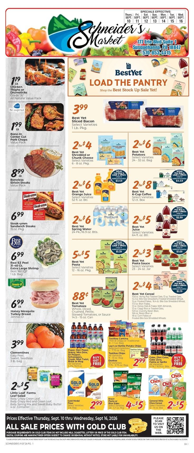 Schneider's Market of Susquehanna Weekly Ad September 10 - 16, 2026