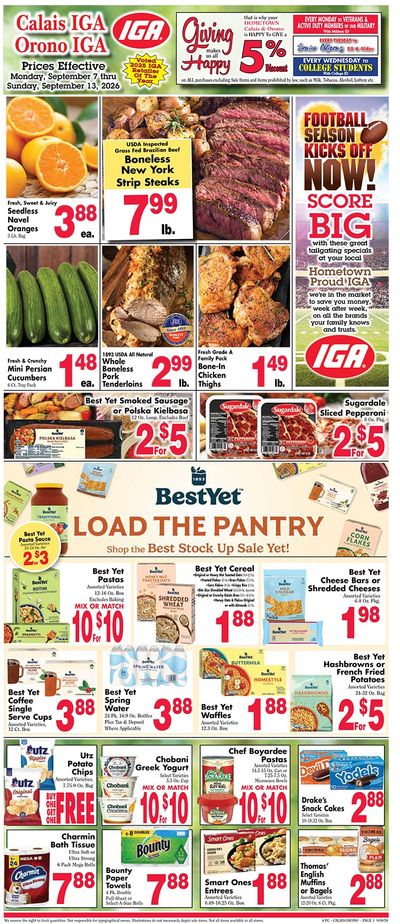 Calais IGA Weekly Ad September 10 - 16, 2026