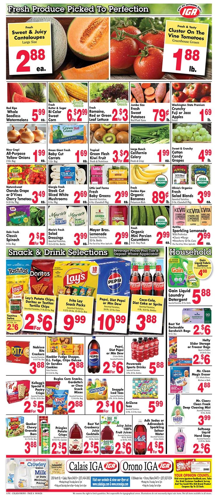 Calais IGA Weekly Ad September 10 - 16, 2026