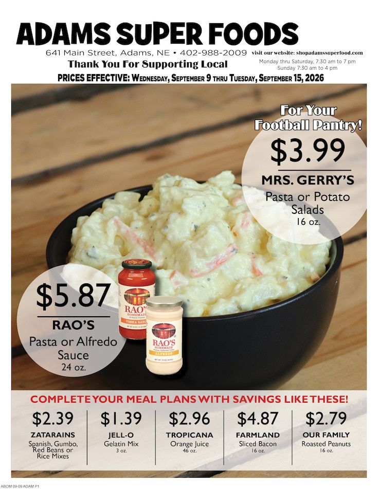 Adams Super Foods Weekly Ad September 9 - 15, 2026