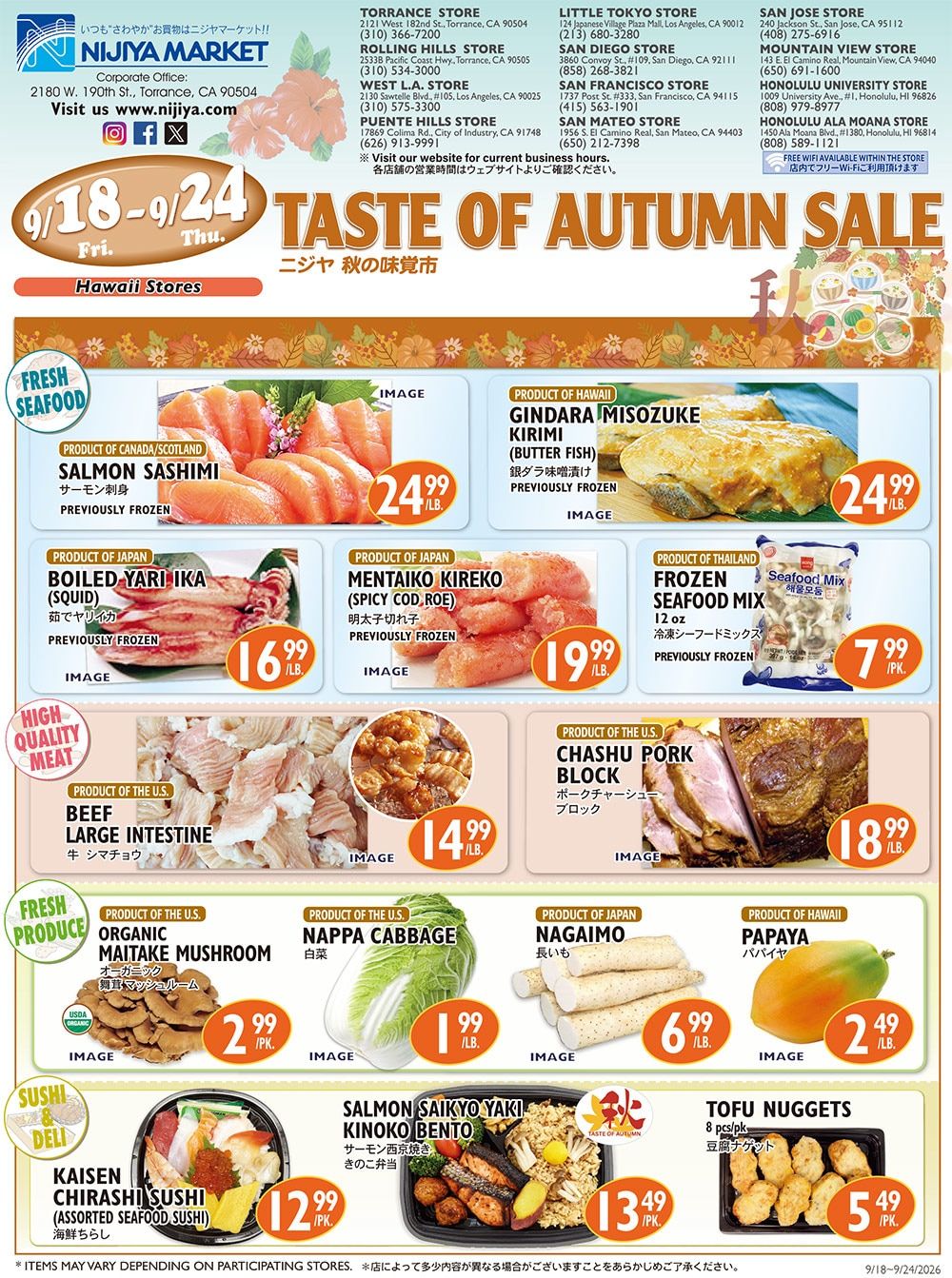 Nijiya Market Weekly Ad September 18 - 24, 2026