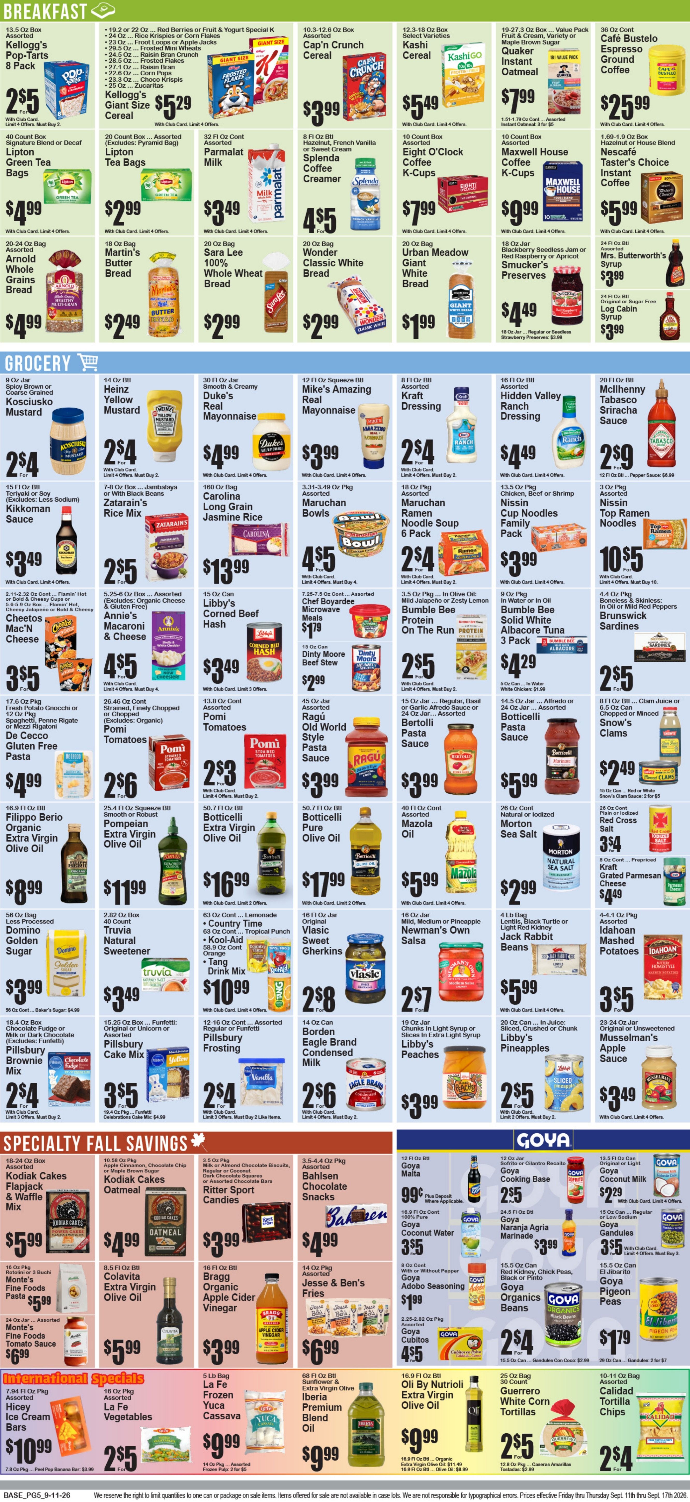 Food World Supermarket Weekly Ad September 11 - 17, 2026