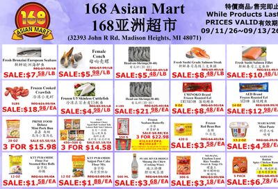 168 Asian Mart Weekly Ad September 11 - 13, 2026