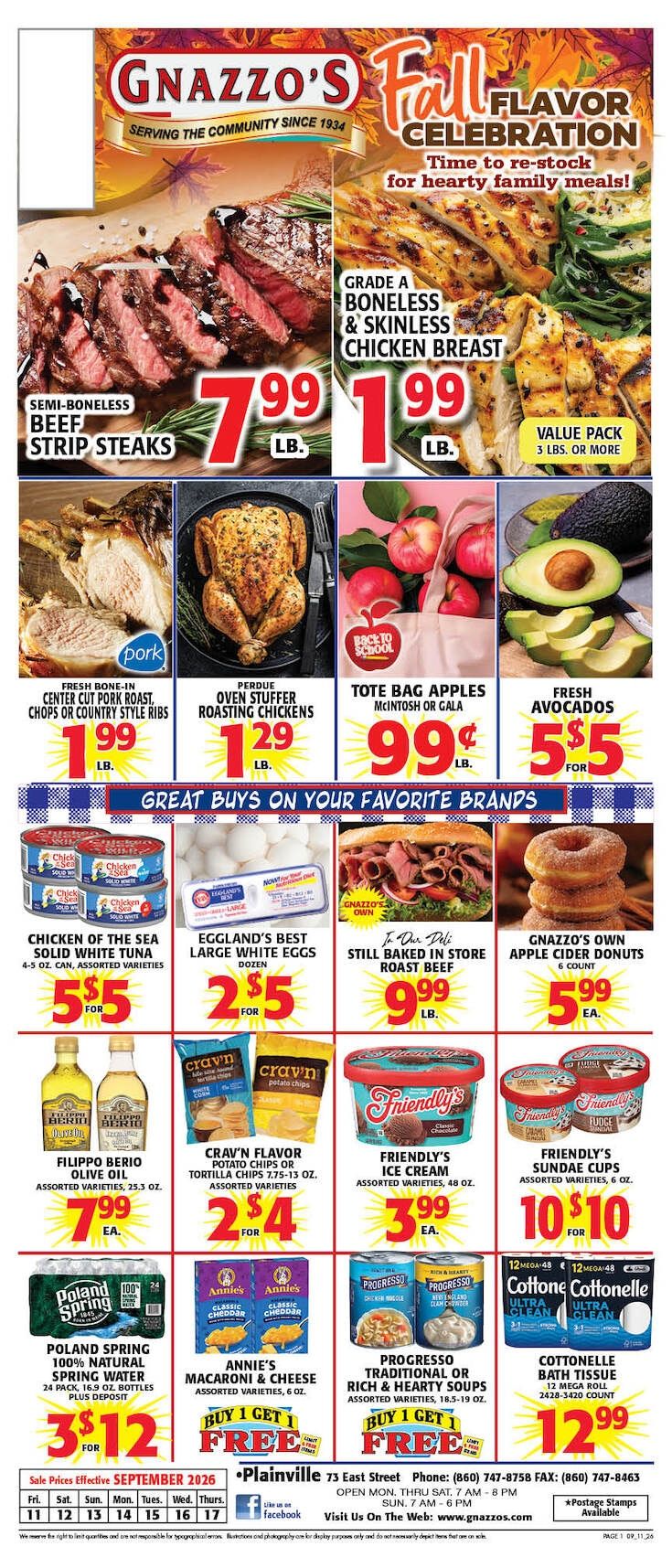 Gnazzo's Food Center Weekly Ad September 9 - 15, 2026
