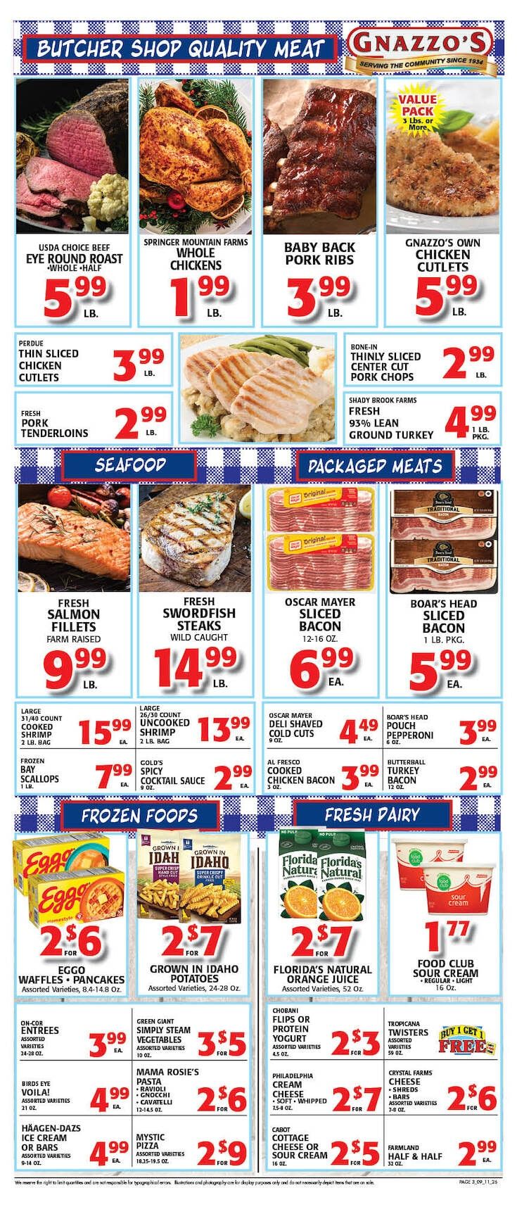 Gnazzo's Food Center Weekly Ad September 9 - 15, 2026