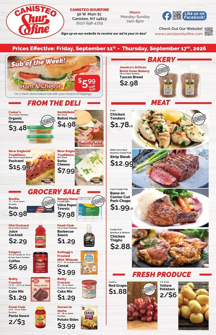 Canisteo Shurfine Weekly Ad September 11 - 17, 2026