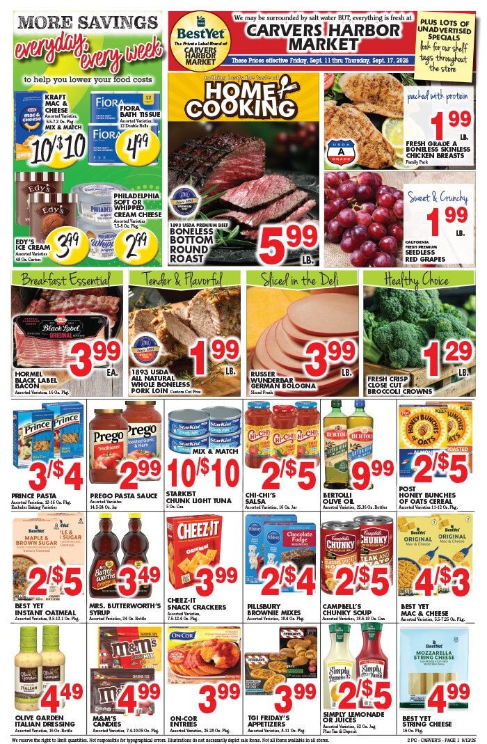 Carver's Harbor Market Weekly Ad September 11 - 17, 2026