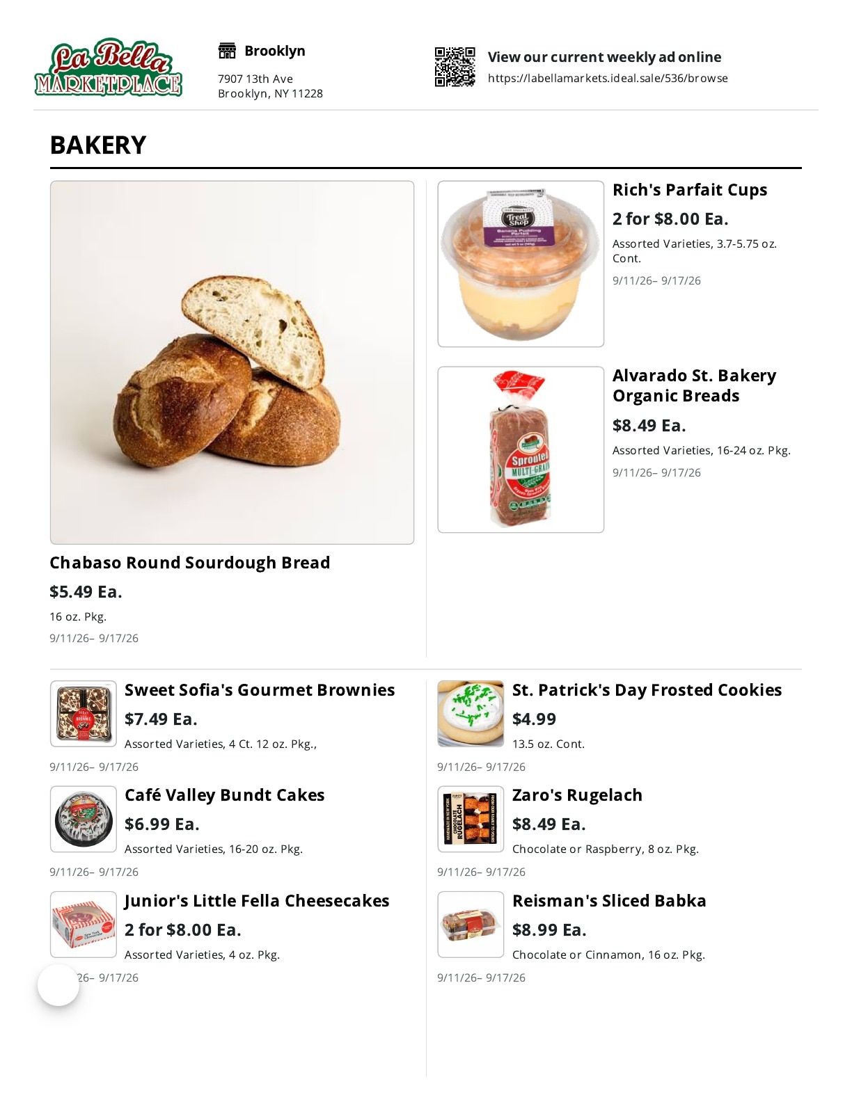 La Bella Marketplace (Brooklyn, NY) Weekly Ad September 11 - 17, 2026