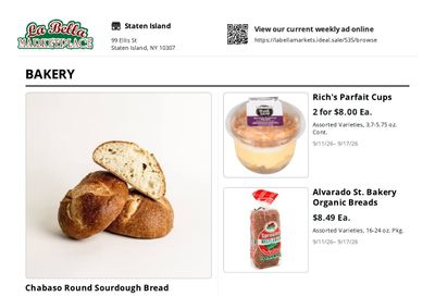La Bella Marketplace (Staten Island, NY) Weekly Ad September 11 - 17, 2026