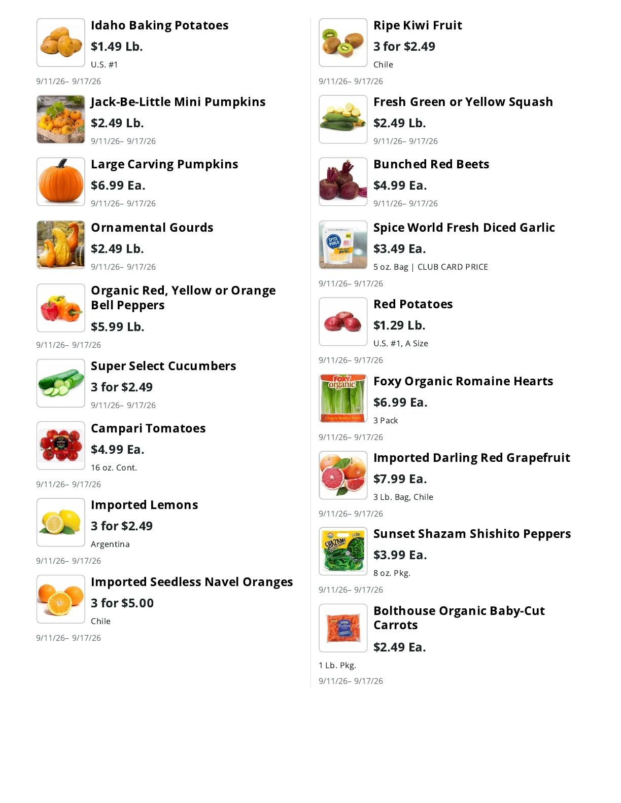 La Bella Marketplace (Staten Island, NY) Weekly Ad September 11 - 17, 2026